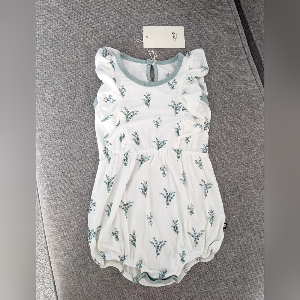 Kyte Eucalyptus Ruffle Bubble Romper Bamboo Toddler Girls 2T